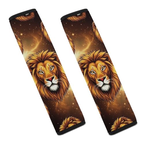 2 Piece Soft Padded Car Seat Belt Pad for Elderly Support, Stroller Pushchair High Chair, Gold Galaxy Lion Shoulder Harness Cover, Shock Absorption - color: Pattern 389