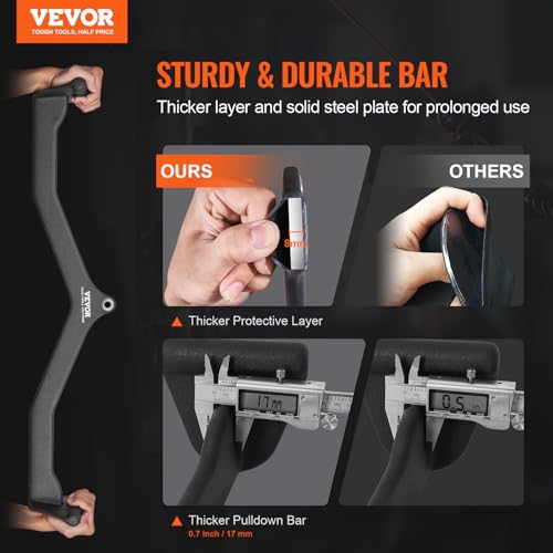 VEVOR LAT Pulldown Attachments, Cable Machine Rowing T-bar V-bar Tricep Pull Down Bar, Back Strength Training Rubber Coated Handle Grip, Bicep Curl Tricep LAT Pulldown Bar for Home Gym Fitness - size: 33x4.5x6.7"