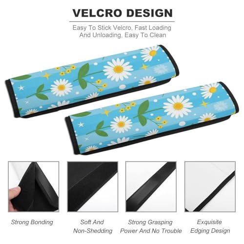 2 Pack Daisy Flowers Seat Belt Cover Universal Fit Seat Belt Cushion for Kids, Stroller Pushchair High Chair, Neck and Shoulder Support - color: Pattern 989
