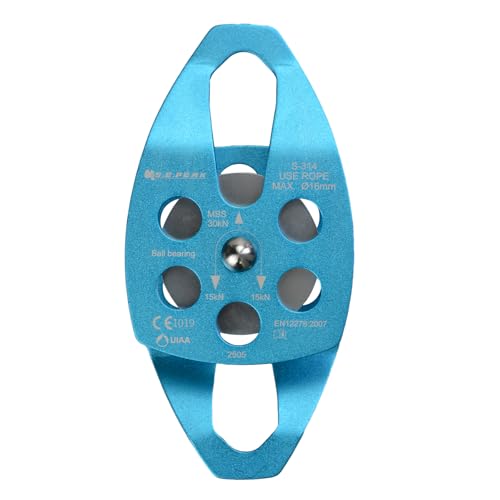 SEPEAK 30kN Large Rescue Pulley Sheave with Swing Plate CE UIAA, Portable Outdoor Climbing Pulley for Backyard Zipline,Fits Rope up to 16 mm/Holds Up to 6750lbs - color: Blue