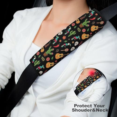 2PCS Tie Dye Neon Sugar Skull Car Seat Belt Pad Universal Soft and Comfortable Harness Pads Strap for Kids, Car Seats Pushchair Strollers High Chair Pushchair - color: Pattern 916