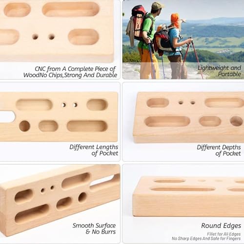 Climbing Hangboard Heavy Duty Wooden Trainer | Rock Climbing Pull Up Bar Grip Trainer for Climbers Beginner Men Women Home Gym Indoor Fitness Workout