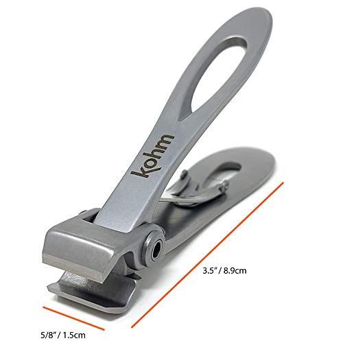 KOHM Nail Clippers for Thick Nails - Heavy Duty, Wide Mouth Professional Fingernail and Toenail Clippers for Men, Women & Seniors, Silver - color: Straight-silver
