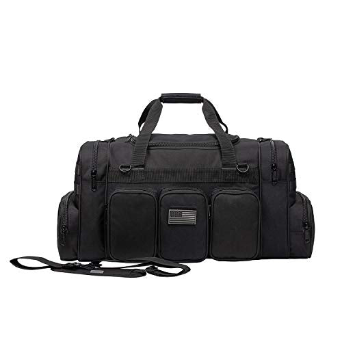 K-Cliffs Heavy Duty Tactical Range Duffel Quality Gear Travel Sports Gym Equipment Bag Military Molle Lockable Zippers with US Flag Patch 27 Inch Black - size: 27 Inch Black