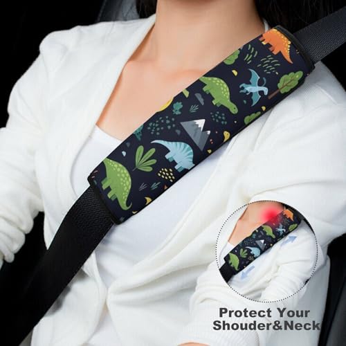 2 Pack Cool Dinosaurs Seat Belt Cover Universal Fit Shoulder Protector for Adults and Children, Most Cars, Comfortable Driving - color: Pattern 906