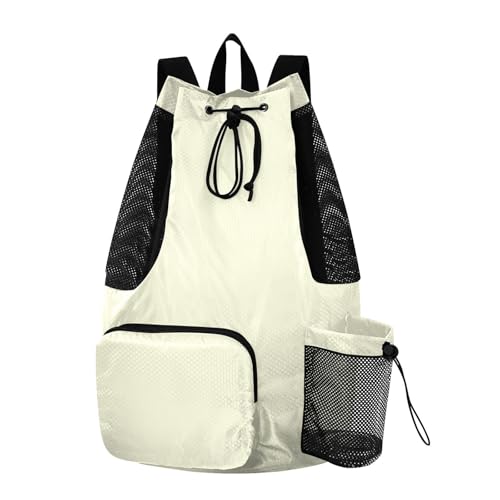 Light Yellow Mens Drawstring Bags Climbing Gym Bag with Water Bottle Pocket Cinch Bags Wet and Dry Separation