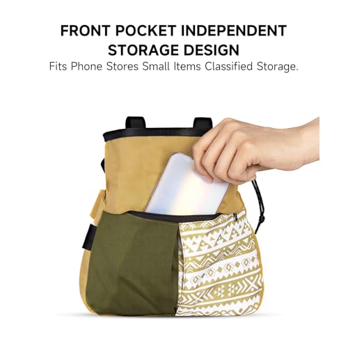 RiToEasysports Chalk Bag, Large Capacity Mountaineering with Trapezoidal Bottom Holds with Dual Hanging Points for Outdoor Sports - size: Large Khaki