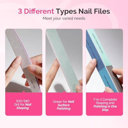 MelodySusie Manicure Tools Kit Nail Care Set | Nail Files, Buffer Blocks,Cuticle Nipper,Busher and Rose Cuticle Oil 28ML for DIY Nail Manicure and Nail Care - size: 11Pcs Rose