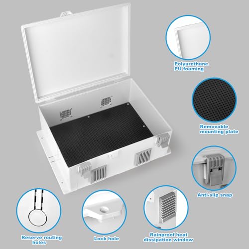 Electrical Junction Box, Outdoor Water Resistant Nema Enclosure, Ventilated ABS Plastic WiFi Project Box with Internal Mounting Panel & Hinged Cover 15.75" Lx 11" Wx 5.9" H - size: 15.75"H x 11"L x 5.9"W