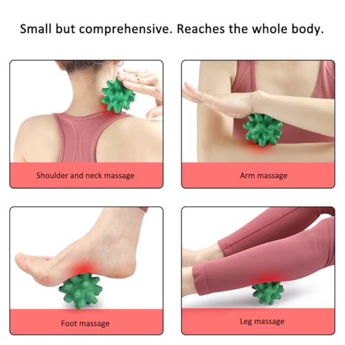Massage Roll Balls, 2 Pack Spiky Massage Balls Deep Tissue Trigger Point and Myofascial Release for Plantar Fasciitis Relief, Muscle Recovery, 2.8 Inch Diameter (Green) - color: Green
