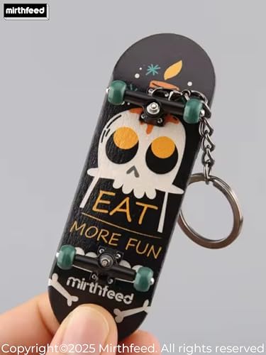 32mm Pro Fingerboard Complete Set | Bearing Wheels | 5 Ply Maple Deck | Anti Skid Grip Tape | Complimentary Tool | Concave Shape - color: Mini Finger Skateboard a : Skater Skull