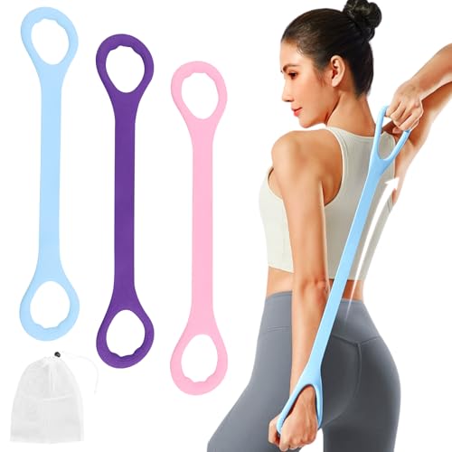 Figure 8 Resistance Bands for Women & Men, 3pcs Elastic Stretch Tubes with Massage Grips for Arm, Back, and Shoulder Training, Portable Home Gym/Yoga Exercise Equipment