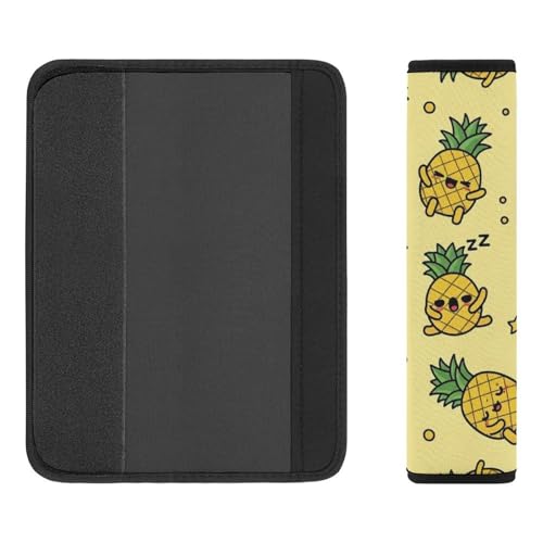2PCS Yellow Pineapple Tropical Fruit Car Seat Belt Pad Breathable Shoulder Protector for Girls and Boys, Most Cars, Anti-Slip Pad - color: Pattern 919