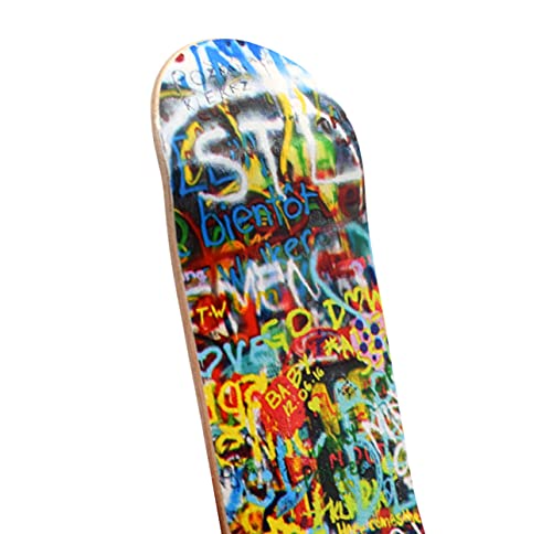 Premium Fingerboard Graphic Deck, Graffiti Wall - 34mm x 97mm - Heat Transfer Graphics, Pro Shape & Size - Pre-Drilled Holes - Includes Prolific Foam Tape - Teak Tuning