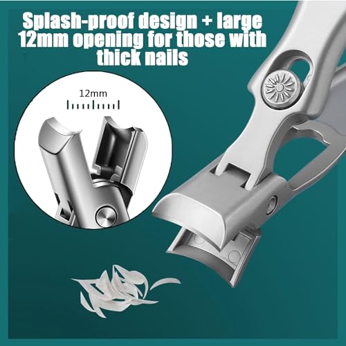MightyClip Nail Clippers - German Stainless Steel for Men, Includes Nail File and Storage Box (Silver) - color: Silver