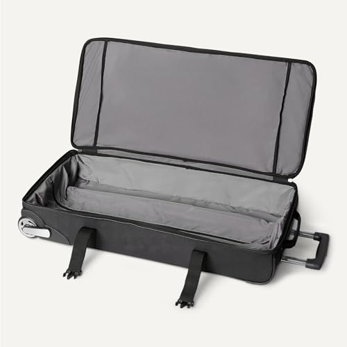 Amazon Essentials Wheeled Rolling Duffel Bag, 30-Inch (76.2 cm) Checked-Size, Expandable, Shoe Compartment, Telescoping Handle, Black - size: 30 inches