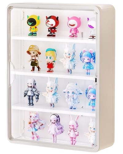 Wall Mounted Display Case for Figures, 15.75" High, Shadow Box with Shelves | Hanging Trinket Display Shelf for Collectibles Action Doll Blindboxes, 4-Layer White Shelf with Clear Magnetic Door 1 Pack - color: White Box