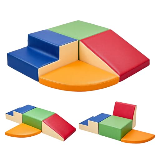TODIBY 4-Pieces Climbing Toys for Toddlers (XL Size): PU Leather - Soft Play Climbing for Toddlers - Extra Large Foam Climbing Blocks for Crawling and Sliding Indoor Playground for Kids - style: XL Classic
