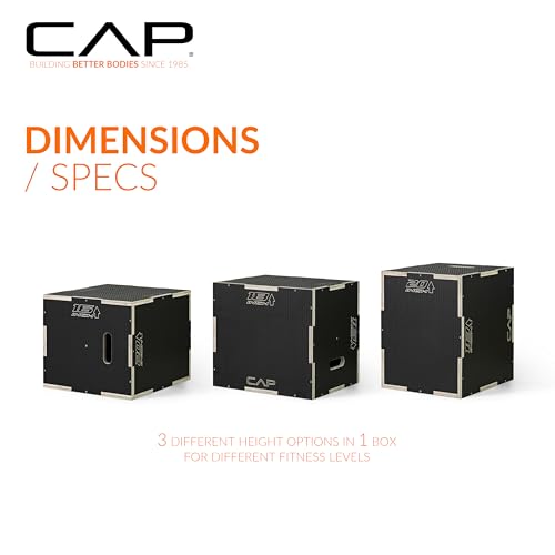 CAP Barbell 3-in-1 Plyometric Box | Multiple Styles and Sizes - size: 20in x 18in x 16in, style: NON-SLIP