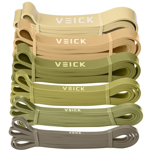 VEICK Pull Up Assist Resistance Bands for Home Gym | 100% Natural Latex, Non Slip Leather Texture, Space Saving, Versatile for Full Body Training, Home Gym - color: Green Set of 6