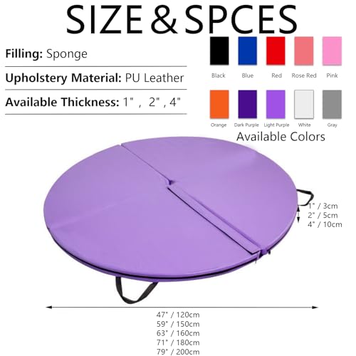 Foldable Pole Crash Mat, Pole Dance Mat, Anti-Collision Cushioned PU Leather Mat for Yoga, Gymnastics, Pole Dancing Pink 2" Tx5.9'W