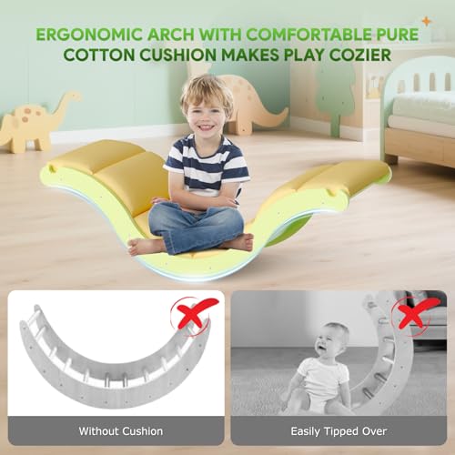 Pikler Triangle Set with Cushion, 9-in-1 Climbing Toys for Toddlers Inside, Foldable Wooden Climbing Toys Indoor Montessori Climbing Set for Toddler 1-3