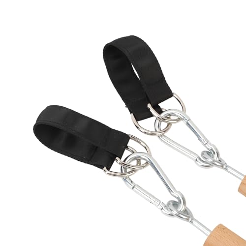 Wooden Pull Up Grips with Hanging Straps, Beech Wood and Iron Handles for Rock Climbing Holds Training Arm Forearm Wrist Strength Training Portable Fitness Equipment