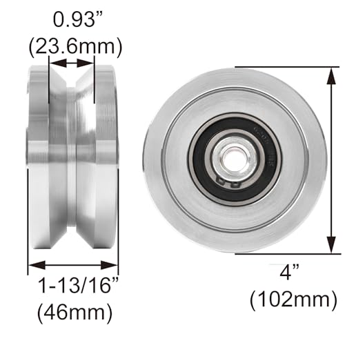 Heavy Duty 4” Slide Gate V-Groove Wheel Dual Bearing Bolted External Mount Bracket Cradle Solid Steel for Inverted V-Shape Sliding Rolling Track Gates up to 3000lbs Capacity – NO Welding