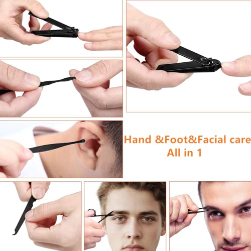 Aceoce Manicure Set Professional Nail Clippers Set Manicure Pedicure Kit | Stainless Steel Finger Toe nail Clippers,Mens Accessories,Personal Care Tools,Travel Nail Care Tools Kit,Gifts for Men Women - color: Black and Red