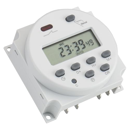 Baomain Time Switch Relay with 4 x Terminal Cable,Digital LCD Programmable Timer,110V AC Input,200-250V 16A Output,28 Programs Daily/Weekly Schedule,CN101A for Lighting and Equipment Control - size: Timer with Terminal Cable