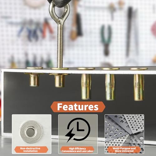 Multi-Grip Rivet Nut Installation Tool Set Pre-Bulbed Shank Flat Head Threaded Insert Nut Plus Nuts Assortment Kit Cross Rivnut for Construction Industrial (M10(Plus Nut Tool-6pcs))