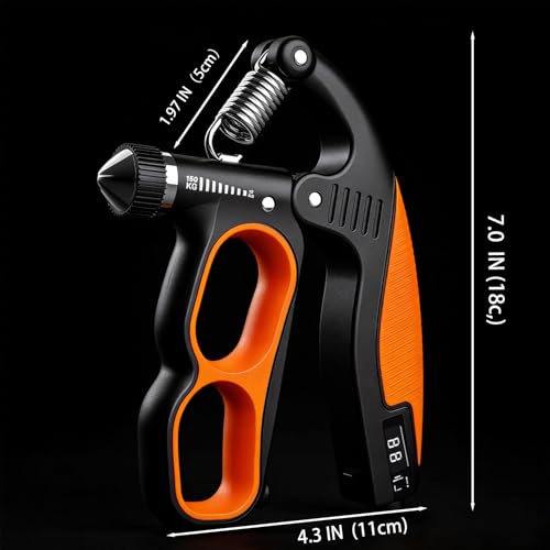 Hand Gripper Strengthener, 22-330LB Adjustable Resistance Grip Strength Trainer with Counter, Forearm Exerciser for Injury Recovery and Muscle Building - color: Orange