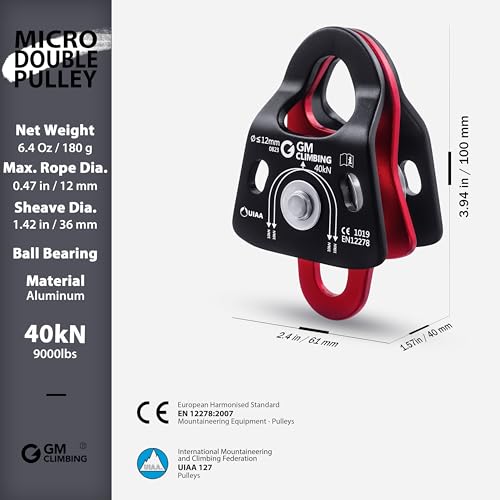 GM CLIMBING Haul Kit for 5:1 Mechanical Advantage Pulley Hauling Tensioning Load Releasing System Block and Tackle