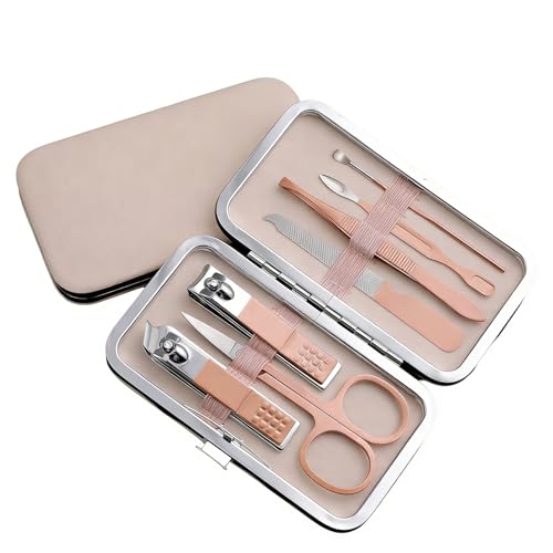 Manicure Kit for Women Men-Manicure Set with Case, Nail Clippers, Portable Nail Care Kit for Travel Home Personal Grooming（Rose Gold 7 in 1） - color: Rose Gold