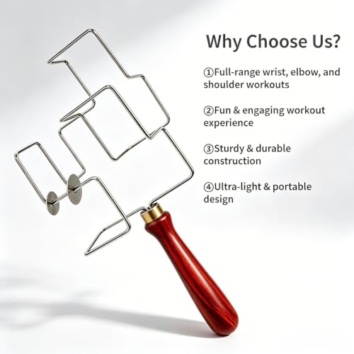 Wrist Maze & Hand Arm Exerciser Strengthener Equipment Tool | 25 Tracks with 2 Moving Gaskets, Comfort-Grip Wood Handle, Durable Stainless Steel Build, Lightweight for Home, Gym, Travel