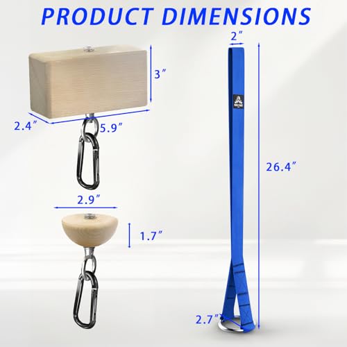 Pinch Grip Strength Trainer Set – Beech Wood Rectangle Block & Dual-Use Half Ball – with Extended Strap Loading System for Hand, Finger & Arm Wrestling Training