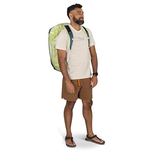 Osprey Transporter Lightweight Travel Duffel Bag - Extra Large Water Resistant Durable Gear Bag for Men and Women - color: Glow Dew-torrent Blue, style: 65l