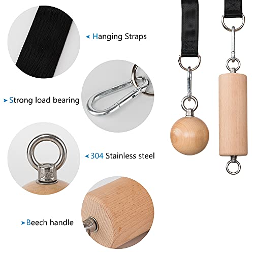 Wooden Pull Up Grips and Balls, Atomic Rock Climbing Holds Training Set,Grip Strength Trainer,Ninja Warrior Obstacle Course Handles and Rope.Suit(L/XL Ball(L/XL) - color: Suit L