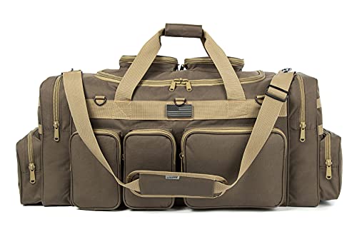 K-Cliffs Tactical Range Duffel Heavy Duty Large Gear Duffle Durable Quality Travel Sports Gym Equipment Bag Military Molle with Lockable Zippers with US Flag Patch 33 Inch Khaki - size: 33 Inch Khaki