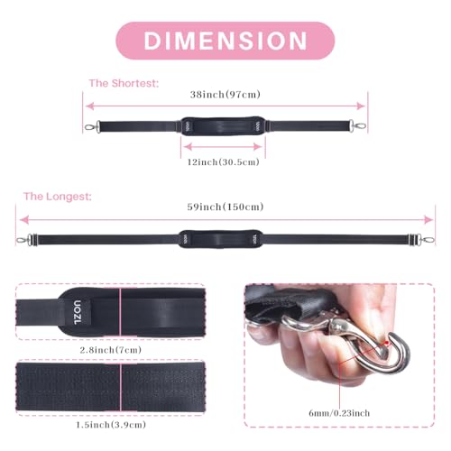 59 Inch Shoulder Straps, Soft with Ultra-Thick Fixed Shoulder Pad, Two Way Independently Adjustable Buckle Replacement Straps for Laptop Bag Messenger Bag Tool Bag Luggage,Black - color: Black, size: 59 inch