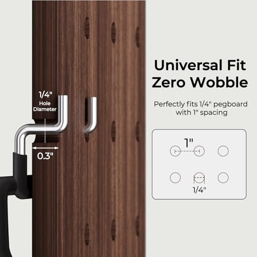 INCLY 36 Pack 1/4" Pegboard Drill Holder Tool Utility Hooks | Heavy Duty Pegboard Hooks, Peg Board Tool Hangers Accessories, for Hanging Power Tools, Drill, Hammer, Workbench, Garage - size: 36 Pack