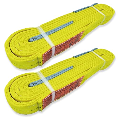 2-Ply Lifting Sling Straps 2”x 12ft - 6200lbs Vertical Capacity Heavy Duty Flat Eye Lift Sling, for Rigging Moving Towing Hoisting -2Pack - Kodiak Straps - color: 2 PACK, size: 2inch x 12ft