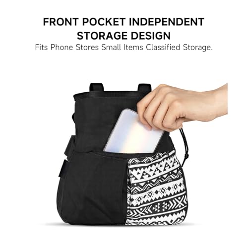 RiToEasysports Chalk Bag, Large Capacity Mountaineering with Trapezoidal Bottom Holds with Dual Hanging Points for Outdoor Sports - size: Large Black
