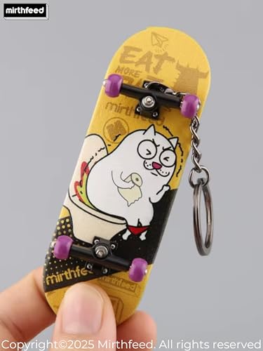 32mm Pro Fingerboard Complete Set | Bearing Wheels | 5 Ply Maple Deck | Anti Skid Grip Tape | Complimentary Tool | Concave Shape - color: Mini Finger Skateboard G : Smelly Cat