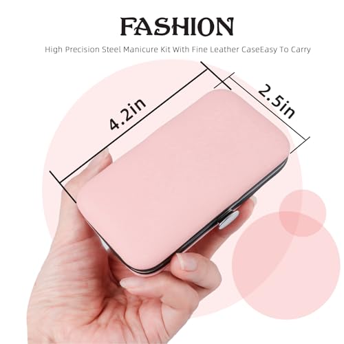 Manicure Set 8 in 1 Nail Clipper Set,RedFlow Nail Clippers,Fingernail & Toenail Clippers,Manicure Tools,Pedicure Tools,Suitable for Travel Manicure Kit,Nail Set Kit with Everything Profe (Pink) - color: Pink