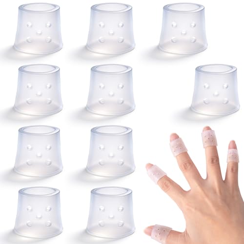 PAGOW 10 pcs Finger Covers for Skin Picking, Reusable Silicone Stop Nail Biting Finger Guard, Breathable Anti Skin Picking Finger Gloves for Nail Biting Prevention, Cuticle Protection, Cracked - Clear - size: style1,clear,10pcs