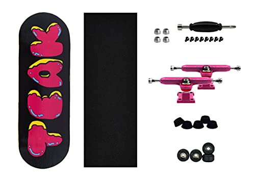 Teak Tuning 32mm Pro Fingerboard Heat Transfer Graphic Complete - Fully Assembled with Pro Level Parts - Pro Shaped Wood Deck (34x97mm), UltraSpin Wheels, Prodigy Trucks - Donut Teak Logo - color: Donut Teak Logo