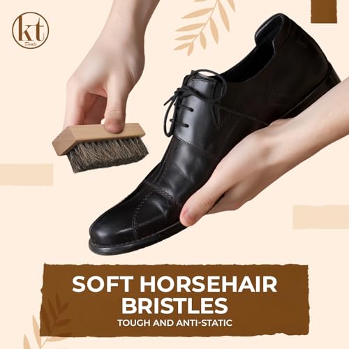 Small Shoe Cleaning Brush Set of 3 Brushes with Nylon, Boar and Horsehair Bristles, Wooden Sneaker Cleaner Brushes for Leather, Suede, Canvas, Textile, Bags and Accessories (3)