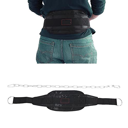 Fitness Drop Weight Dip Belt with 2 Chains Adjustable Nylon Weightlifting Belt for Pull Ups Strength Training