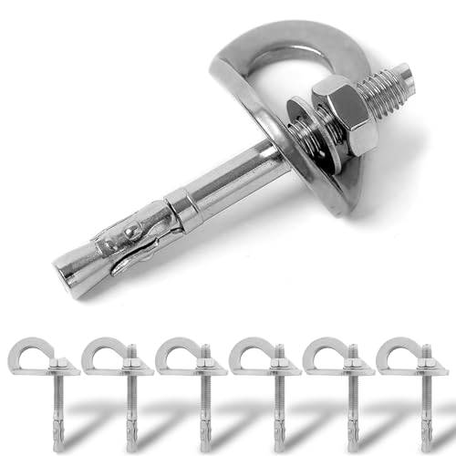 Climbing Holds Anchor Set - 6 PCS - Stainless Steel Bolt Hanger and Bolt Heavy Duty Climbing Holds Weight 2500KG for Indoor Outdoor Climb Train - size: 8MM